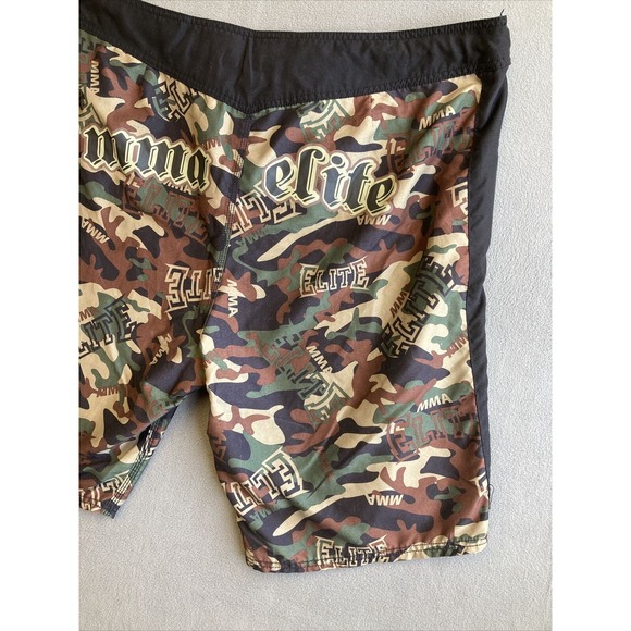 MMA Elite Black Camo Shorts Sz 2XL XXL Hook and Loop Drawstring Boxing Fighting - Picture 10 of 13